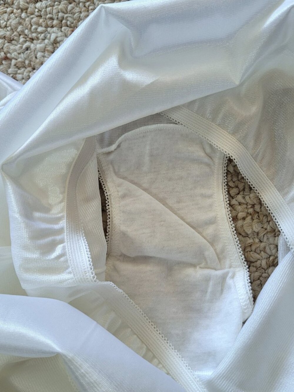 Vintage Nylon Panty Size 9 Brief 3 Pairs Satin White Double Gusset Sissy NWOT - Picture 8 of 10